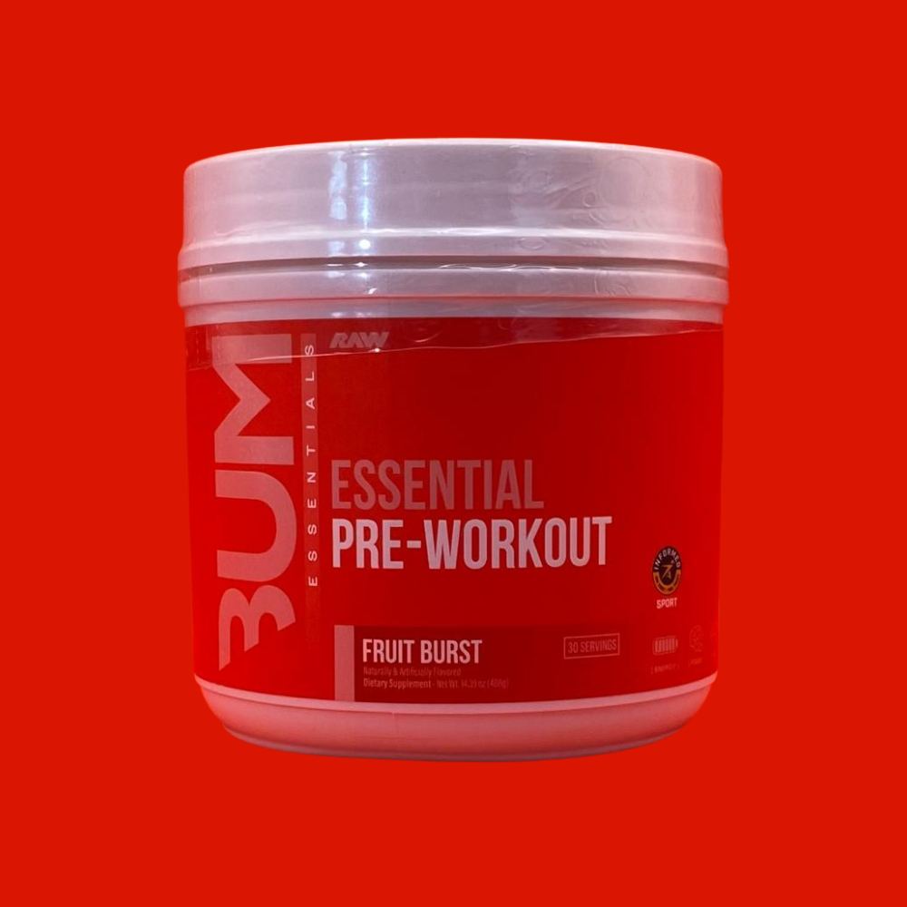 RAW BUM ESSENTIAL PRE-ENTRENO 408 GR SABOR FRUIT BURST